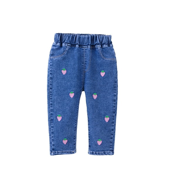 Esaierr Little Girls Denim Jeans Spring Autumn Baby Leggings Cartoon Printing Pants for1-6T