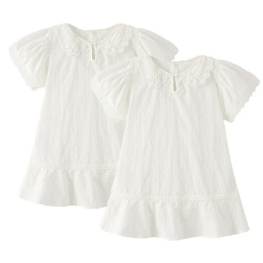 Esaierr Little Girls Summer Cotton for 1-8 Years Dresses Short Sleeve Casual Dress Soft Loose Sundress for Baby Kids