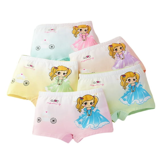 Esaierr Girls Boxer Briefs for Kids Toddler 5PCS Soft Cotton Underwear Baby Cartoon Comfty Princess Soft Boxer Briefs 2-12 Yeas Old