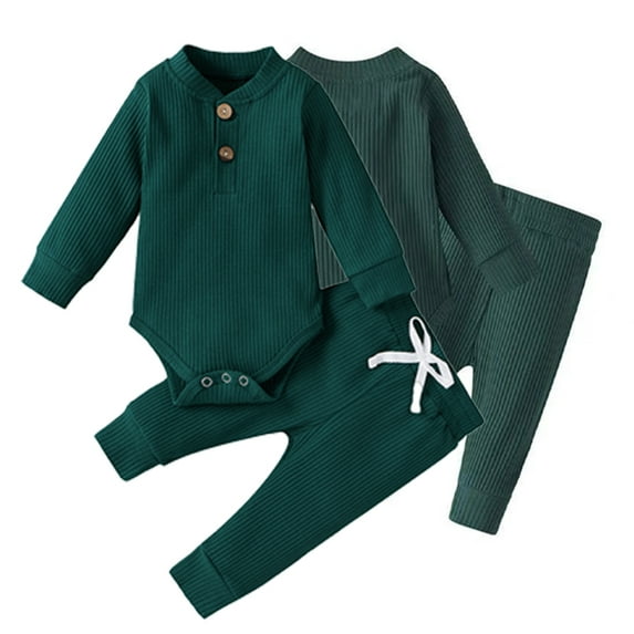 Esaierr Newborn Baby Boys Girls Clothes Set 2Pcs Unisex Toddler Hooded Long Sleeve Bodysuit Stretchy +Pants Spring Fall Outfits for 1-24Months