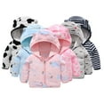 thumbnail image 1 of Esaierr Newborn Baby Boys Girls Fleece Hooded Jacket Coat with Ears for Todder Winter Outwear Zip Thickened Warm Coat for 6M-5Y, 1 of 5