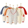thumbnail image 1 of Esaierr Newborn Baby Boys Girls Romper Unisex Infants Spring Fall Onesies 0-24 Months Button Jumpsuits Cotton One-Piece Romper Winter Pajamas, 1 of 7