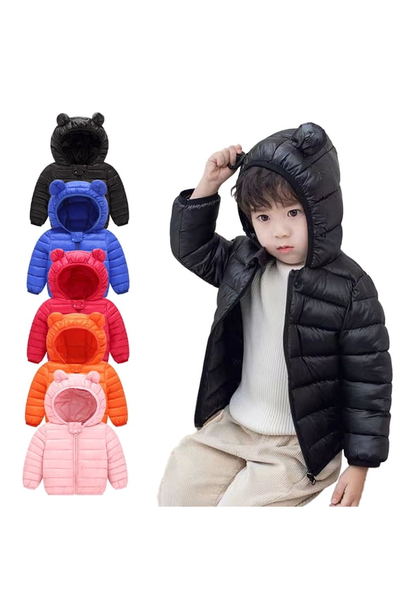 Newborn Baby Boys Girls Winter Coats Hoods Down Jacket for Toddler Puffer Jacket Puffer Down Outwear with Hooded Cartoon Comfort Solid Colour Top Down Jacket for Boys Girls 9M-5Y