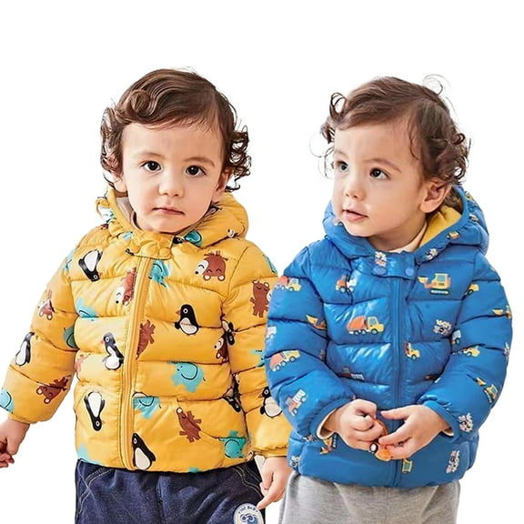 Esaierr Newborn Baby Boys Girls Winter Coats Hoods Light Puffer Down Jacket Outwear Ear Coats Cute Zip Long-Sleeved Lightweight Clothes Jacket for Toddler 9M-5Y