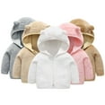 thumbnail image 1 of Esaierr Newborn Baby Fleece Winter Jacket Toddler Girls Boys Sweater Outerwear Coat with Ears Hooded Zip Solid Colour Thickened Warm Top for 6M-6T, 1 of 5