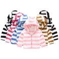 thumbnail image 1 of Esaierr Newborn Baby Girls Ears Fleece Jacket for Toddler Winter Coats with Hooded Cotton Outwears Autumn Winter Simple Casual Long-Sleeved Striped Outwear for 9M-5Y, 1 of 5