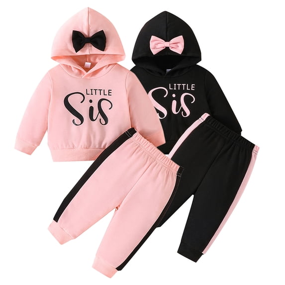 Esaierr Newborn Baby Girls Hoodie Sweatshirt Pants Clothes Outfits for Girls Letter Sweatsuits Top Trousers Spring Autumn Long Sleeve Classic Clothing for 3M-3T