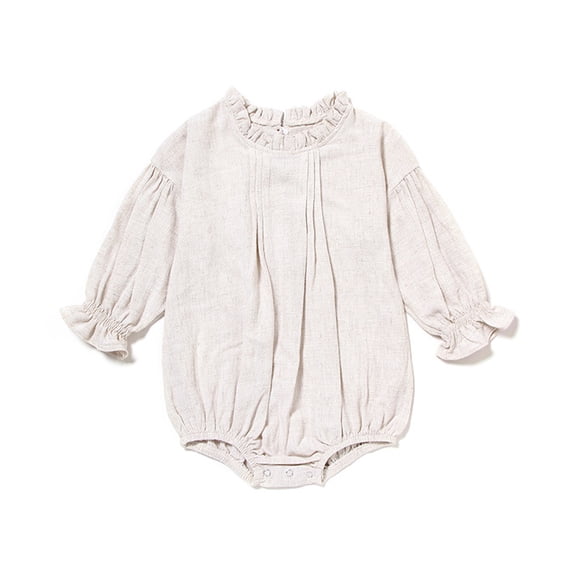 Esaierr Newborn Baby Girls Jumpsuit Solid Color Bodysuits Long Sleeve Rompers Ruffles Spring Fall Onesies Pajamas for 0-24 Months