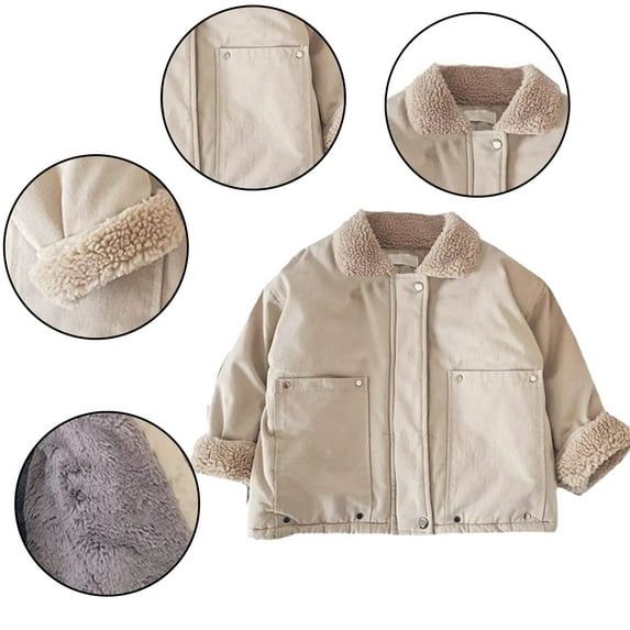 Esaierr Toddler kids Boys Winter Jacket Fleece Cotton Coat for Newborn Warm Outwear Long Sleeve Button Cotton Outwear for 12M-9Y