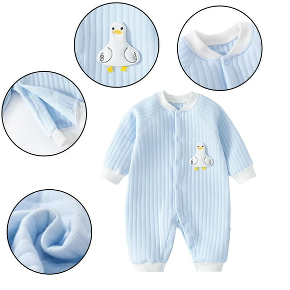 Esaierr Newborn Boys Girls Cotton Romper Jumpsuit Baby Jumpsuit Coat Button Warm Winter Long-Sleeved Romper Outwear for 1M-45M