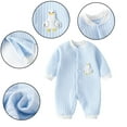 thumbnail image 1 of Esaierr Newborn Boys Girls Cotton Romper Jumpsuit Baby Jumpsuit Coat Button Warm Winter Long-Sleeved Romper Outwear for 1M-46M, 1 of 5