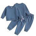 thumbnail image 1 of Esaierr Newborn Boys Sweatshirt 2 Piece Outfits Baby Spring Fall Winter Clothes Long Sleeve T-Shirt Tops+jogger Pants Two Piece Set Solid Tracksuit Outfit for 0-24 Months, 1 of 9