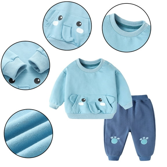 Esaierr Newborn Girls Boys Fall Winter Outifts Baby Sweatshirt Set Cotton Tops + Pants Clothes Set for 6M-3Y