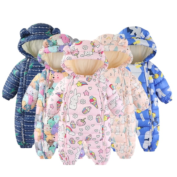 Esaierr 0-24M Newborn Boys Girls Thickening Snowsuit Winter Hooded Romper Outwear Jumpsuit Coats Warm Clothing