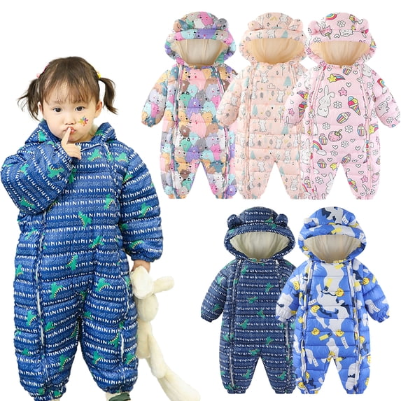 Esaierr 0-24M Newborn Boys Girls Thickening Snowsuit Winter Hooded Romper Outwear Jumpsuit Coats Warm Clothing