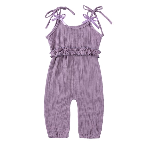 Esaierr Newborn Girls Suspender Jumpsuit Summer Cool Lace-Up Jumpsuit Lace Pants 6-24M