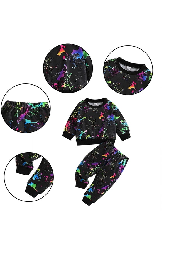 Newborn Infant Baby Girls Boys Sweatshirts Outfit Tie Dye Pullover Sweatsuit Sweatpants 2PCS Set Spring Fall Tracksuit Clothes for 3-24 Months
