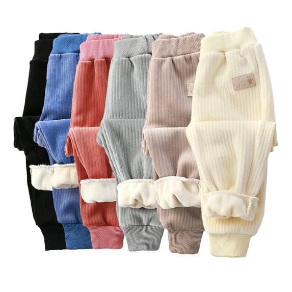 Esaierr Newborn Kids Padded Sweatpants Boys Girls Solid Color Sweat Pants 9M-7Y Fall Winter Warm Pants