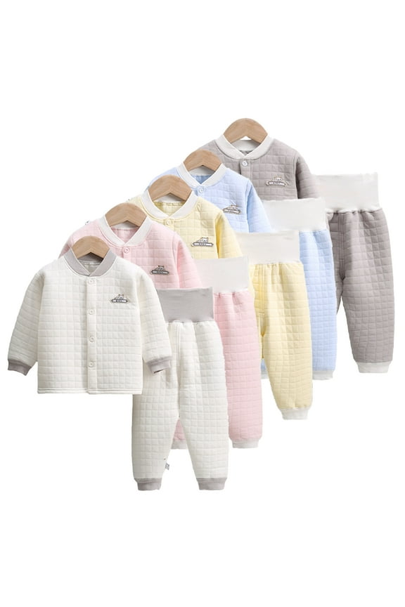 Newborn Thermal Underwear Outfit Baby Boys Girls Soft Long Johns Set Base Layer Fall Winter Warm Tops & Bottom for 6-24M