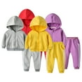 thumbnail image 1 of Esaierr Newborn Toddler Baby Boys Girls Tracksuit Outfit for 6M-5Y Hooded Zipper Shirt Tops Jogging Pants Set 2 Pieces Sweatshirt Solid Color Spring Fall Set, 1 of 8