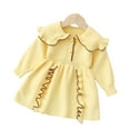 thumbnail image 1 of Esaierr Newborn Toddler Baby Girls Lapel Dress Knitted Long Dress Lace Long Sleeve Button Autumn Winter Casual Princess Dress for 9M-4Y, 1 of 5