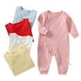 thumbnail image 1 of Esaierr Newborn Unisex Baby Coveralls Jumpsuit Organic Cotton Long-Sleeve Bodysuits Infants Spring Fall Onesies for Boys Girls 0-24 Months, 1 of 7