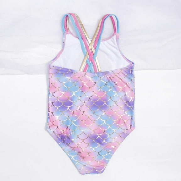 Esaierr Onesie Swimsuit for Kids Girls,3-7Y Toddler Swimwear,Mermaid Floral One Piece Swimsuit Baby One-Piece Romper
