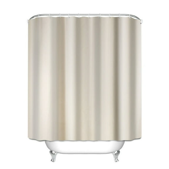 Esaierr Polyester Waterproof Shower Curtain , Solid Color Bathroom Cloth Shower Partition Curtain with Send Ring Set Beige