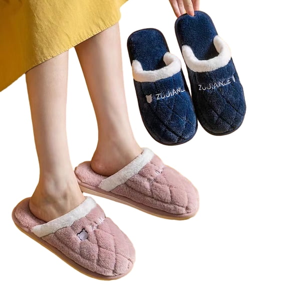 Esaierr Slippers Mens Womens Warm Slippers for Men Shoes Comfy Slippers Memory Foam Plush Winter Cotton Warm House Shoes Non-slip Comfortable Slip-On House Shoes