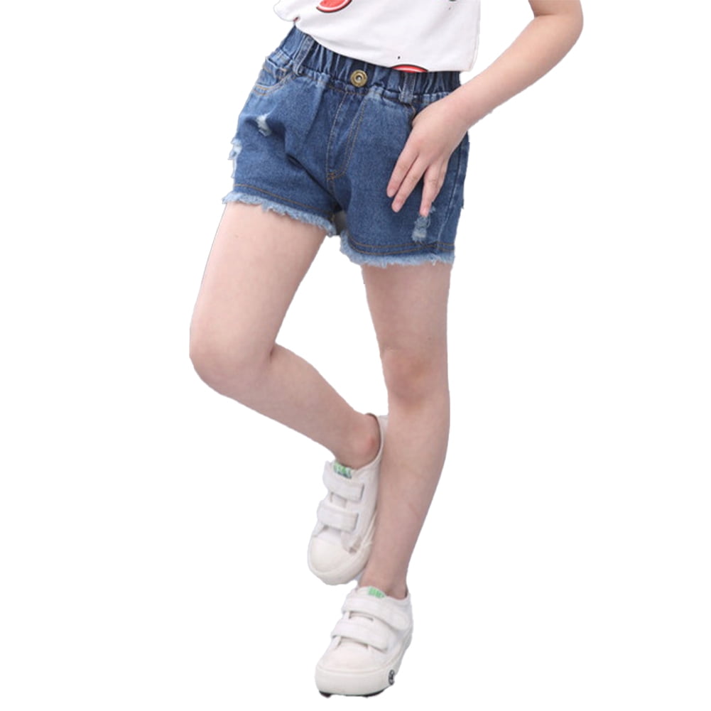 Esaierr Teen Kids Girls Shorts Elastic Waist Casual Denim Short for Girls Summer Cotton with Pockets Jeans Shorts 1 16 Years