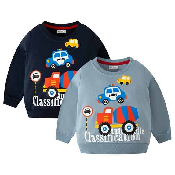 Esaierr Toddler Baby Boys Car Sweatshirts for Kids Long Sleeve Sweatshirts Cotton Pullover Cartoon T-Shirts Sweatshirts for 1-10y