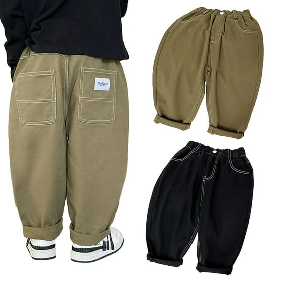 Esaierr Toddler Baby Boys Cotton Pants Long Pants Kids Winter Pants Sweatpants Comfortable Solid Coloured Casual Trousers for 1-14Y