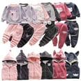 thumbnail image 1 of Esaierr Toddler Baby Boys Girls 3Pcs Sweatshirt Set Kids Double Fleece Sweatsuit+Fleece Sweatpants Outfits+Hooded Waistcoat Jacket for 1-5Y, 1 of 7