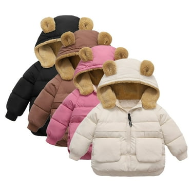 Esaierr Toddler Baby Boys Girls Winter Coats fleece Cotton Coat With 1-5Y Hooded down Jackets Kids Warm down Jacket Tops Short Section Winter Coats