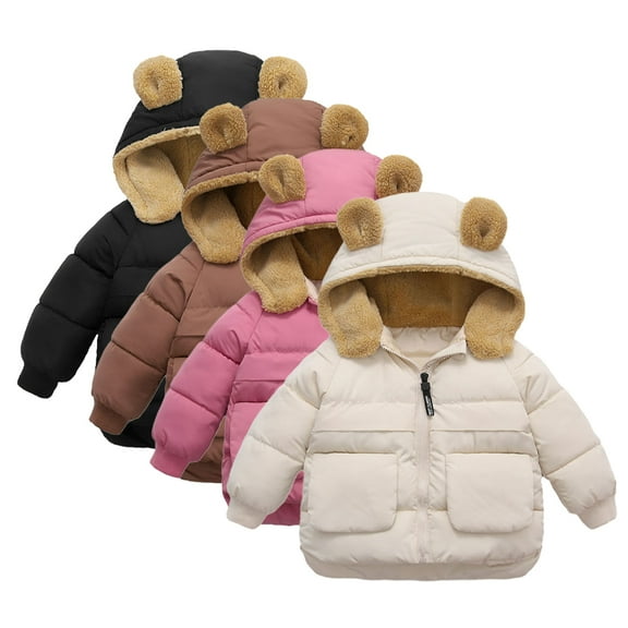 Esaierr Toddler Baby Boys Girls Winter Coats fleece Cotton Coat With 1-5Y Hooded down Jackets Kids Warm down Jacket Tops Short Section Winter Coats
