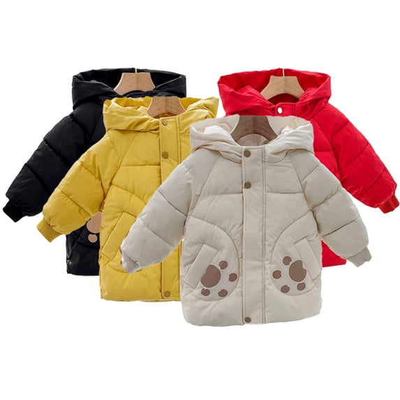 Esaierr Toddler Baby Boys Girls Winter Puffer Coats for Kids Down Cotton Jacket 1-6Y Windproof Warm Outerwear Mid-Length Cotton Coat Tops