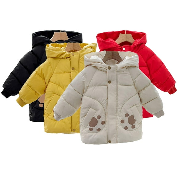 Esaierr Toddler Baby Boys Girls Winter Puffer Coats for Kids Down Cotton Jacket 1-6Y Windproof Warm Outerwear Mid-Length Cotton Coat Tops