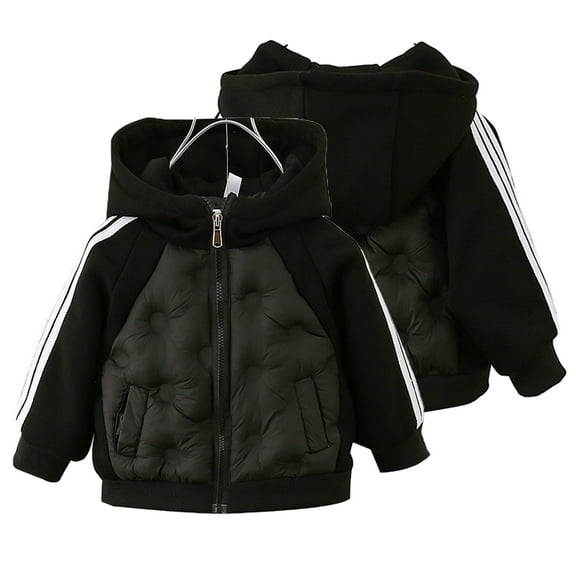 Esaierr Toddler Baby Boys Hooded Jacket Kids Winter Coat Padded Cotton Jacket Padded Zip Thick Outerwear for 1-10Y