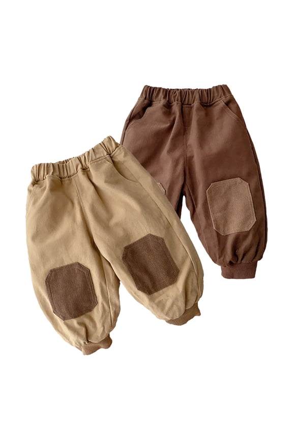 Toddler Baby Boys Jogger Pants for Newborn Elastic Waist Warm Sweatpants 6M-5Y Unisex Fleece Lined Casual Trousers Fall Winter Padded Pants