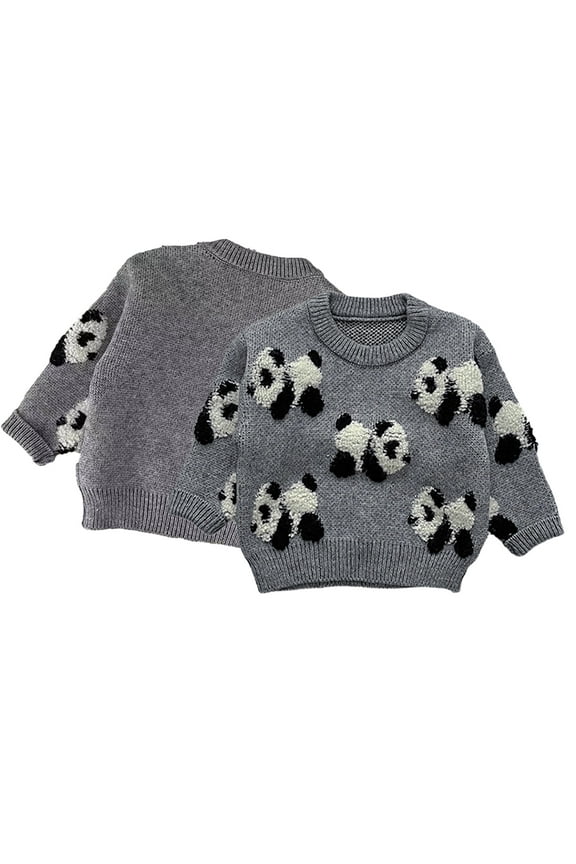 Toddler Baby Boys Panda Print Sweater Jacket Top,Fall Winter Button Sweater Knit Top,Long Sleeve Sweater Shirt Tops for 0-3Y