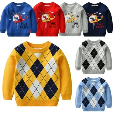 Esaierr Toddler Baby Boys Pullover Sweater 2-8Y for kids Cotton Knit Sweater Long Sleeve Warm Simple Jacket Comfortable leisure Sweater Spring Autumn Top