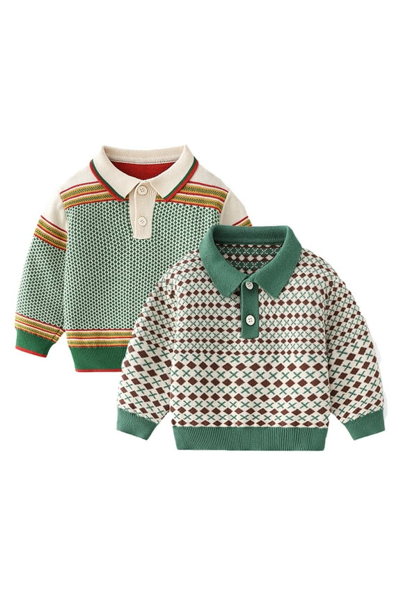 Toddler Baby Crewneck Sweater for Kids Boys Knit Sweater Long Sleeve Cotton Newborn Pullover Sweatshirt Fall Winter for 9M-8Y