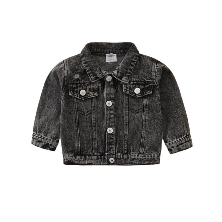 Baby black jean jacket sales