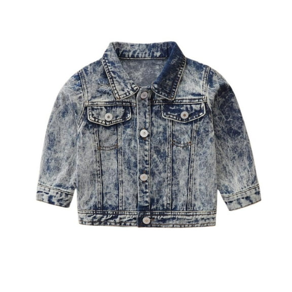 Esaierr Toddler Baby Kids Boys Girls Long Sleeve Denim Jacket Lapel Button Fashion Top 1-6Y Casual Outerwear Jacket Spring Autumn
