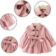 thumbnail image 1 of Esaierr Toddler Baby Girl Belted Trench Coat Dress Spring Double Breasted Ruffle Trim Long Sleeve Cotton Windbreaker Outerwear for 6M-4Y, 1 of 5