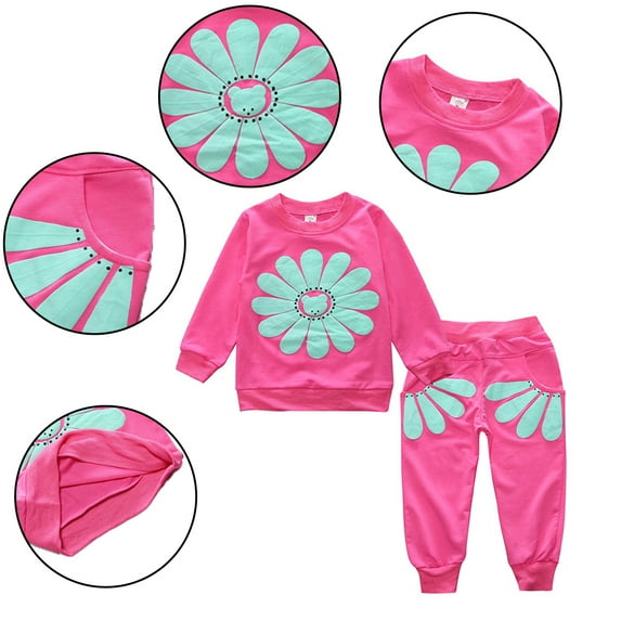 Esaierr Toddler Baby Girl Fall Winter Outfits 2PCS Sweatshirt Top + Pants Outfits Clothes Suit for 1-6Y