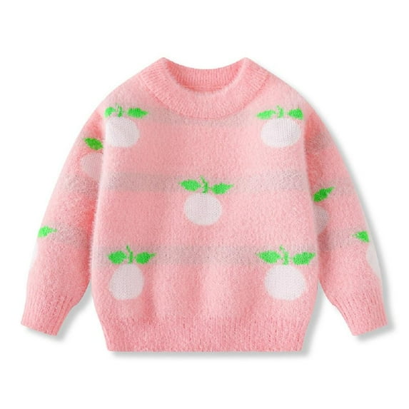 Esaierr Toddler Baby Girl Sweater Kids Pullover Cartoon Sweatshirts Long-Sleeved Round Neck Sweater Top for 12M-6T