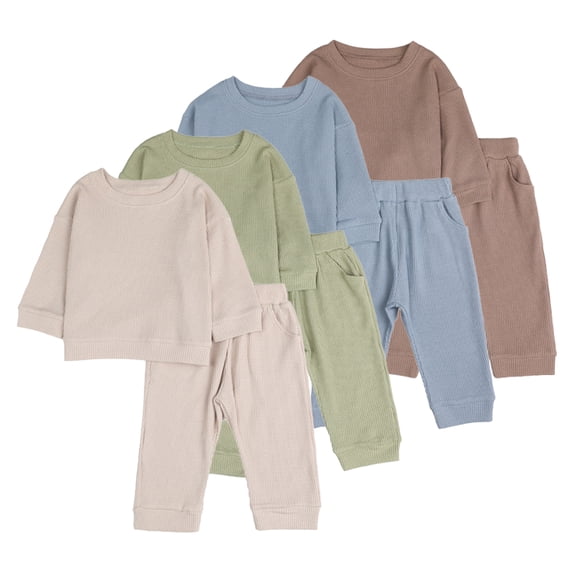 Esaierr Toddler Baby Girls Boys Sweatshirts Clothes 2PCS Outfit 3M-3Y Infant Long Sleeve Pullover Sweatshirt Tops and Pants Fall Winter Outfit Set