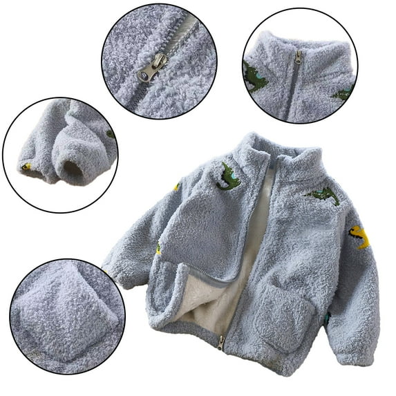 Esaierr Toddler Baby Girls Boys Winter Coat for Kids Fleece Jacket Zipper Long Sleeves Outwear Tops for 1-12Y