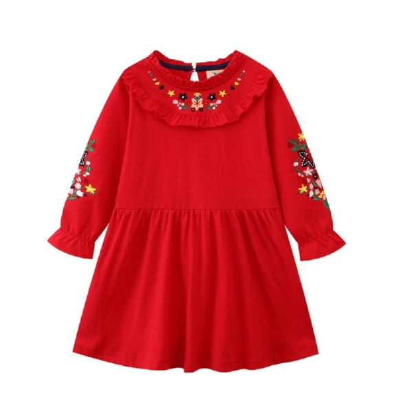 Esaierr Toddler Baby Girls Dress Cotton Long Sleeve Knit Dress Princess Dress for 2-7 T